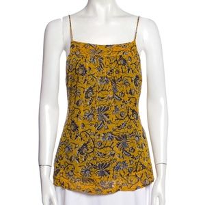 Étoile Isabel Marant Dark Gold Floral Silk Tank Top, Size 38 (M)
